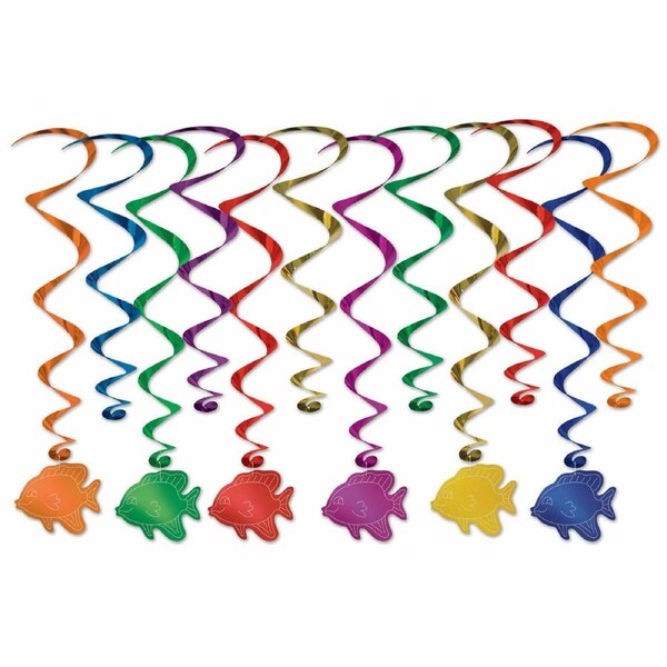 Fish Hanging Swirl Decorations (Pack of 12)
