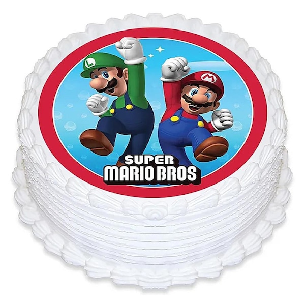 Super Mario Bros. Round Edible Icing Cake Decoration