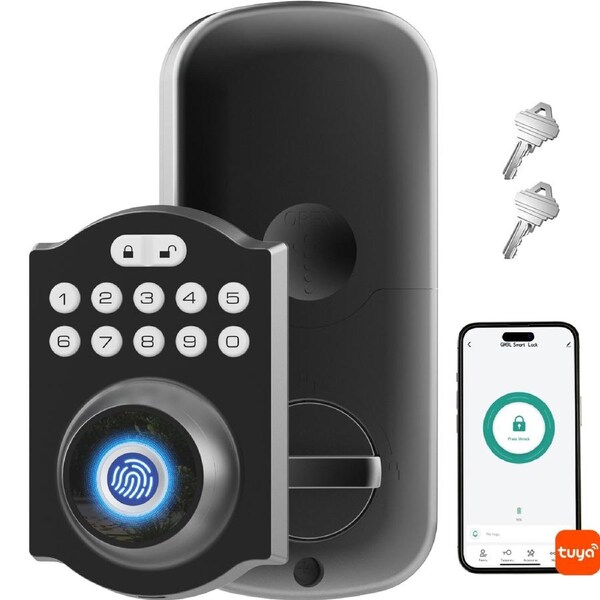 Advwin Fingerprint Smart Door Lock, Keyless Entry Door Lock, Easy Installation, Biometric Smart Locks for Front Door, Black