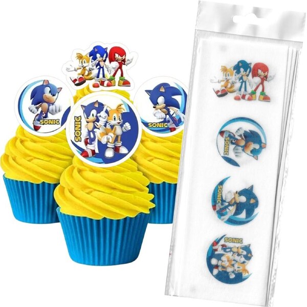 Sonic the Hedgehog Edible Wafer Cupcake Toppers (Pack of 16)