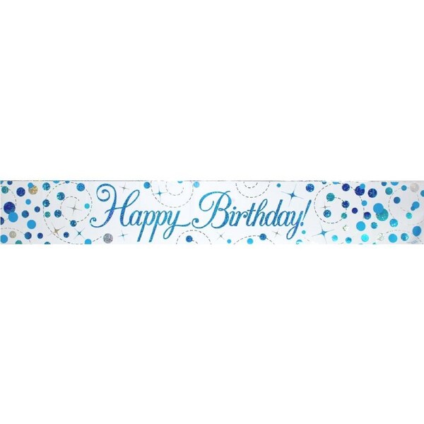 Sparkling Fizz Blue Happy Birthday Foil Banner