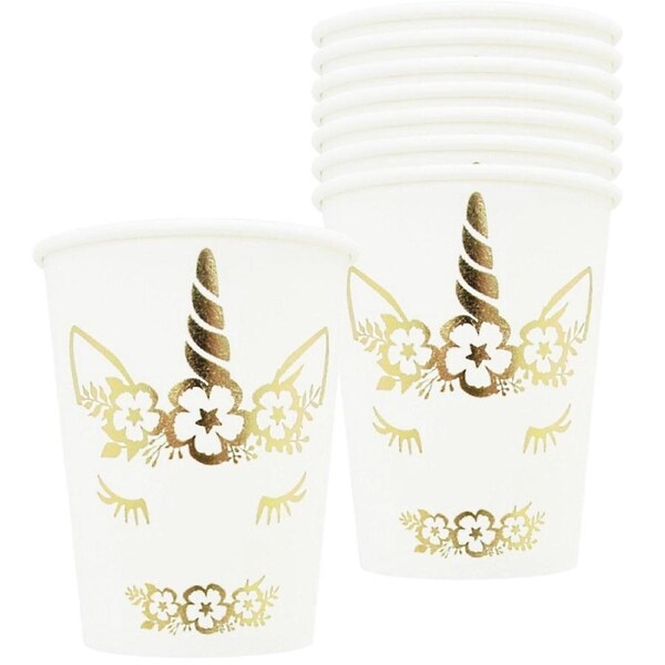 Gold Foil Dreaming Unicorn Paper Cups (Pack of 8)