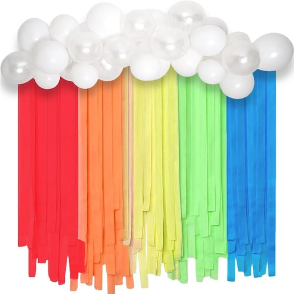 Rainbow Balloon Backdrop Kit With Streamers