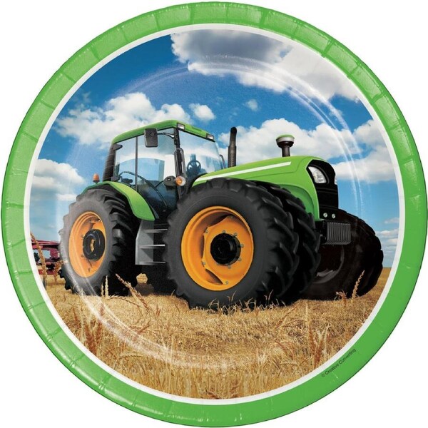 Tractor Time Large Paper Plates (Pack of 8)