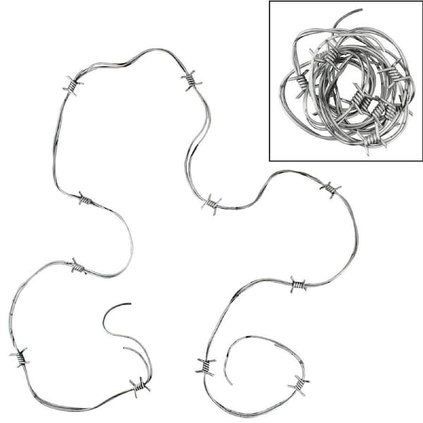 Silver Plastic Barbed Wire Decoration 2.5m