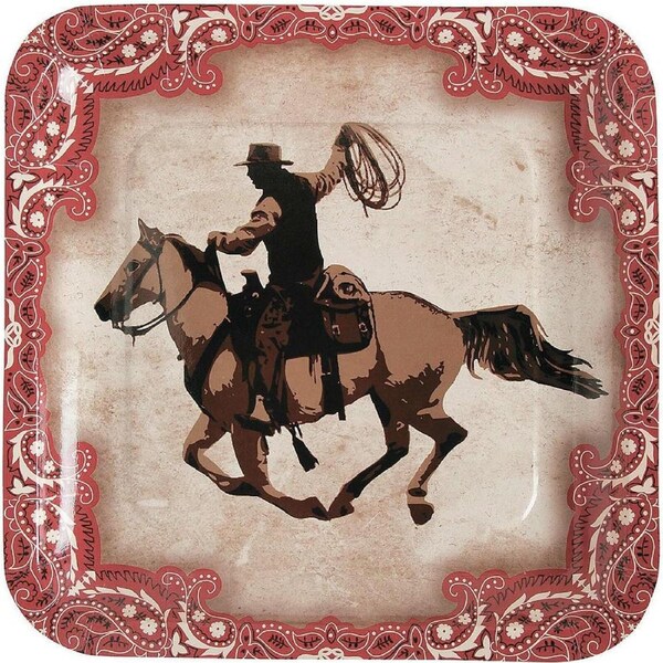 Wild West Cowboy Large Paper Plates (Pack of 8)