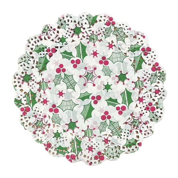 Christmas Holly Paper Doilies 16cm (Pack of 20)