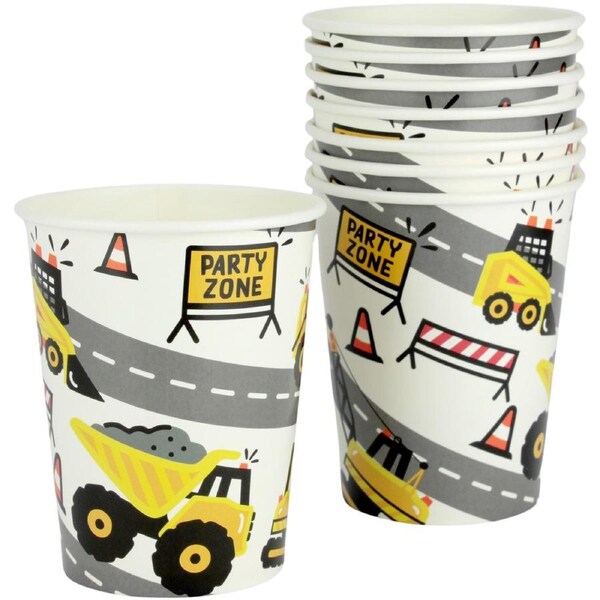 Construction Party Zone Paper Cups (Pack of 8)
