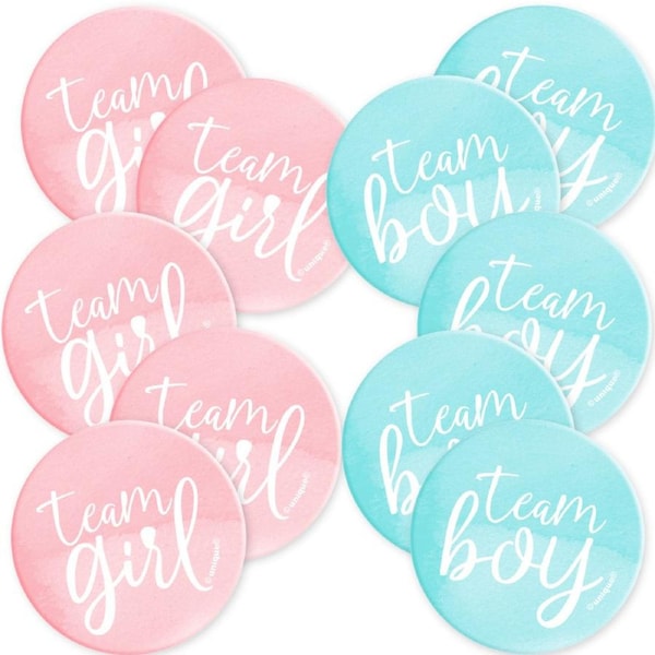 Gender Reveal Team Boy Or Girl Badges (Pack of 10)