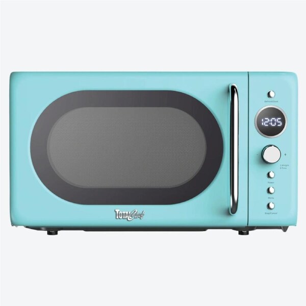 Total Chef Retro Microwave Oven, 20L Capacity, 700W Power, 8 Pre-Set Cooking Modes for Coffee, Rice, Pasta, Potato, Reheat, Fish, Pizza, Popcorn, Blue