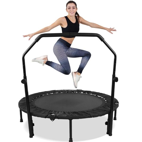 Advwin 48" Mini Trampoline, Fitness Trampolines with Adjustable Foam Handle, Rebounder Max Load 200KG Suitable for Indoor/ Outdoor Use