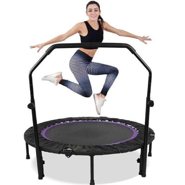 Advwin 48" Mini Fitness Trampolines, Rebounder Max Load 200KG, with Adjustable Foam Handle for Adult and Kids, Indoor/ Outdoor Workout Use