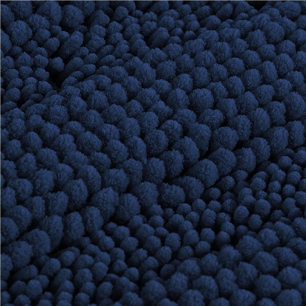 3 Pieces Absorbent Bathroom Rugs Sets Striped Non Slip for Tub, Shower, Toliet Navy / 50x81cm & 43x60cm & 50x50cm (U Shape)