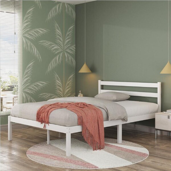 Zinus Bamboo King Single Size Timber Bed Frame White King Single