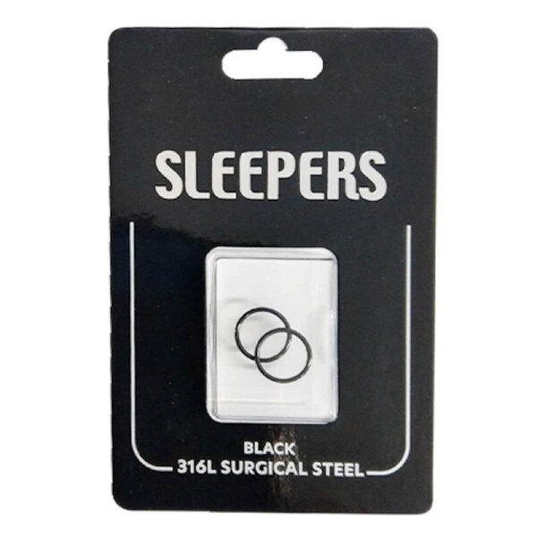 Studex Mini Plain Sleeper Earrings Black 8mm - 1 Pair