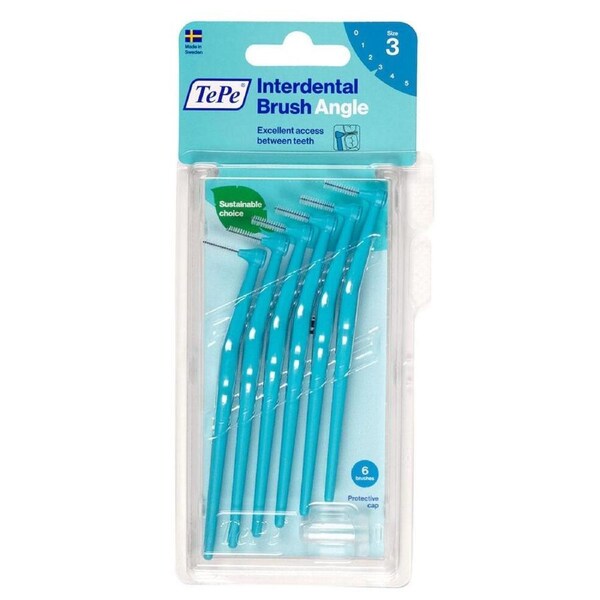 TePe Interdental Brush Angle Blue (ISO Size 3) 0.6mm 6 Pack