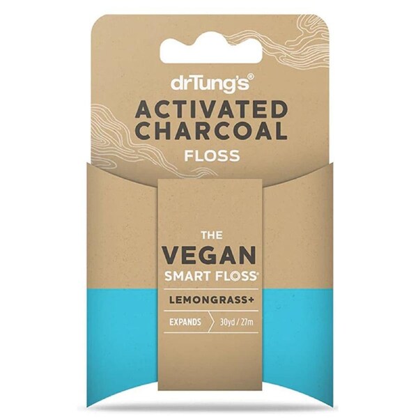 Dr Tungs Smart Vegan Dental Floss Activated Charcoal 27m