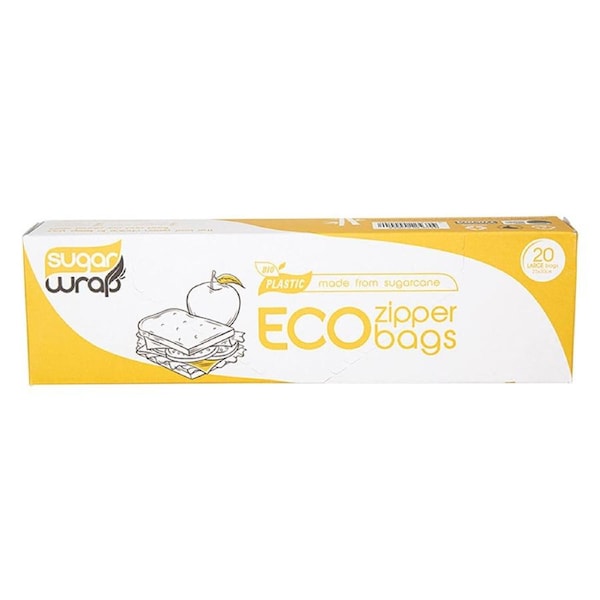 Sugarwrap Eco Zipper Bags Made from Sugarcane Large 20 Pack