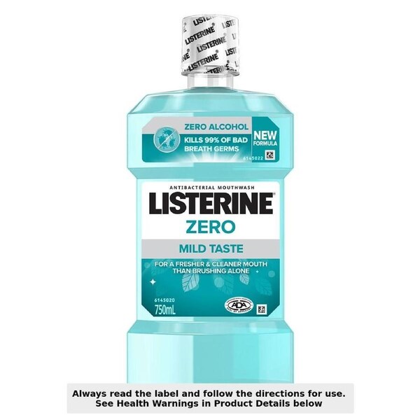 Listerine Zero Alcohol Antibacterial Mouthwash 750ml