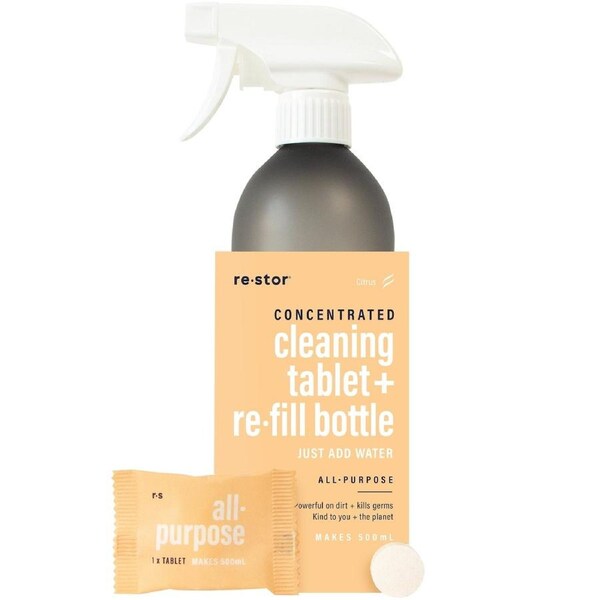 Restor Concentrated Cleaning Tablet + Refill bottle All Purpose Citrus