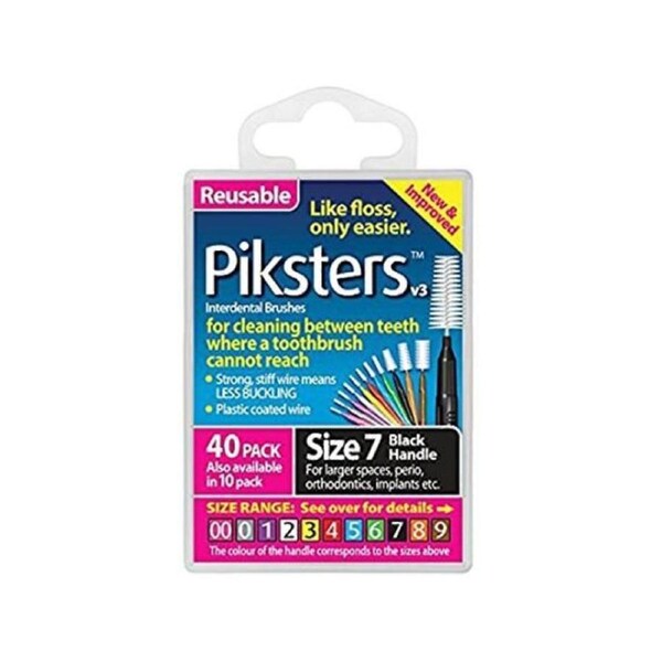 Piksters Interdental Brushes Size 7 Black 40 Pack