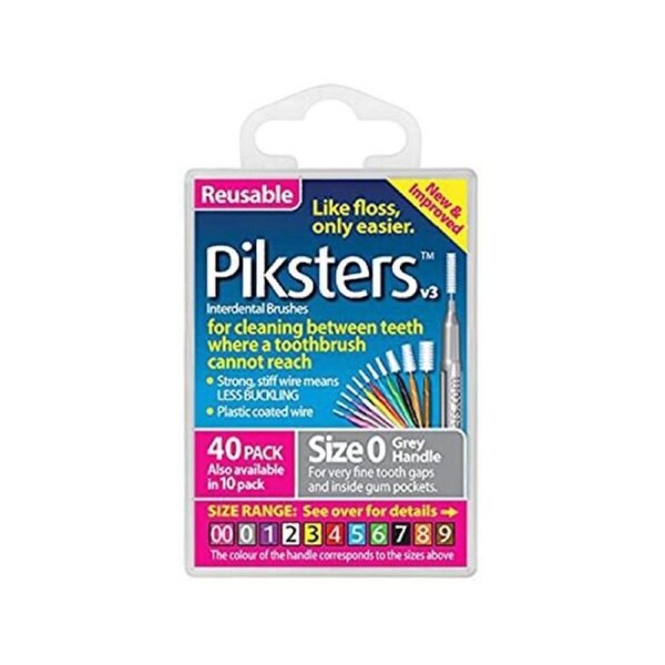 Piksters Interdental Brushes Size 0 Grey 40 Pack