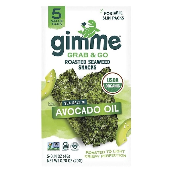 Gimme Roasted Seaweed Snacks Grab & Go Sea Salt & Avocado Oil 5x4g