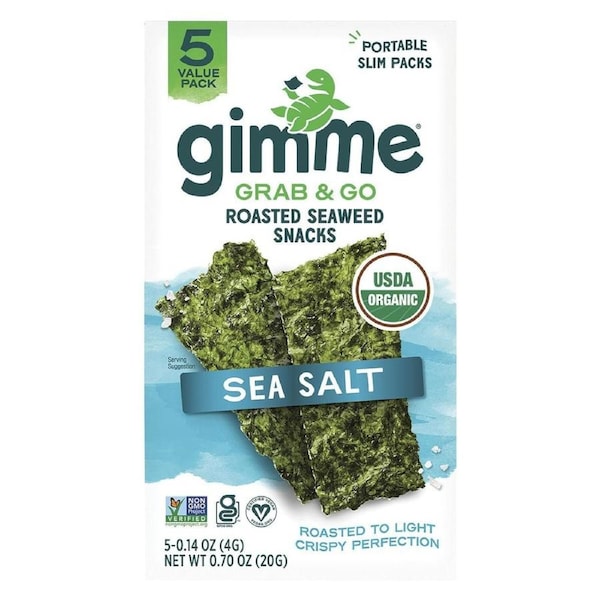 Gimme Roasted Seaweed Snacks Grab & Go Sea Salt 5x4g