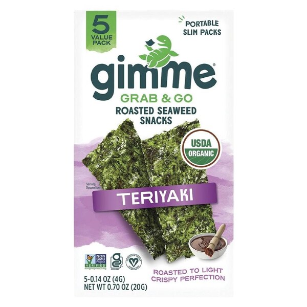 Gimme Roasted Seaweed Snacks Grab & Go Teriyaki 5x4g
