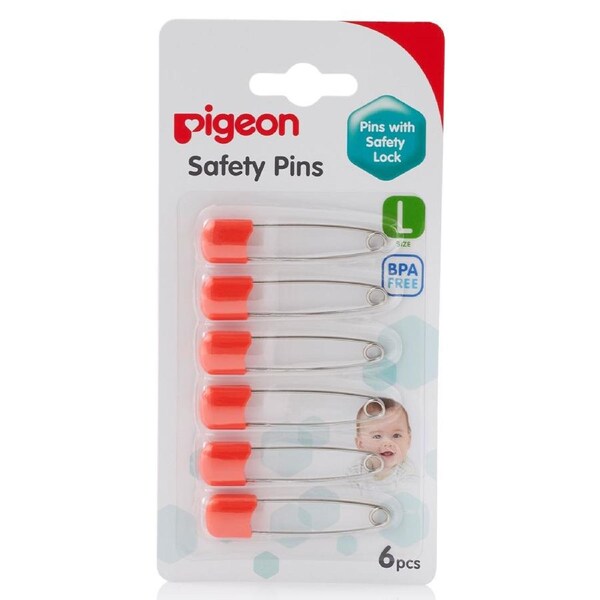 Pigeon Baby Safety Pins 6 Pack Assorted Colours