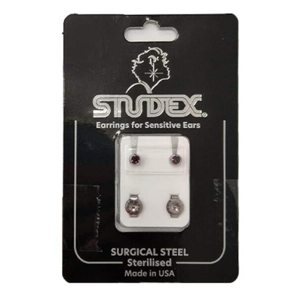 Studex Regular Birthstone February Silver Stud Earring 1 Pair