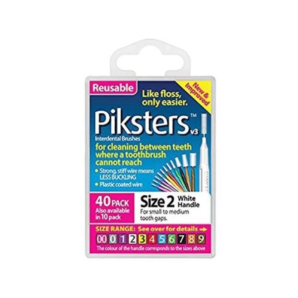 Piksters Interdental Brushes Size 2 White 40 Pack