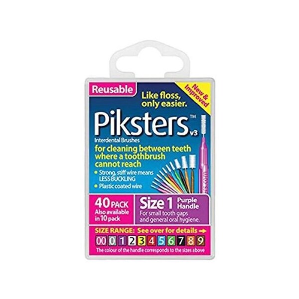 Piksters Interdental Brushes Size 1 Purple 40 Pack