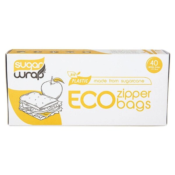 Sugarwrap Eco Zipper Bags Made from Sugarcane Small 40 Pack