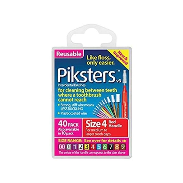 Piksters Interdental Brushes Size 4 Red 40 Pack