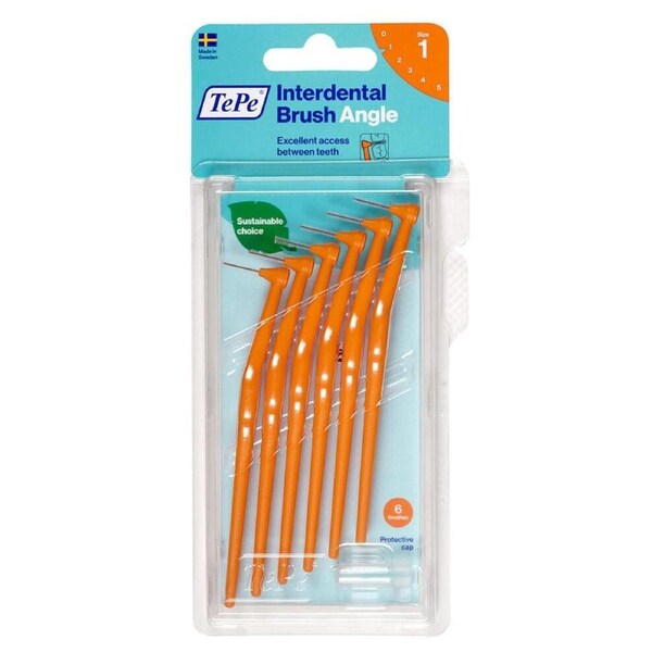 TePe Interdental Brush Angle Orange (ISO Size 1) 0.45mm 6 Pack