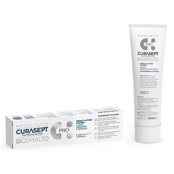 Curasept Biosmalto Mousse Caries Abrasion Erosion Strawberry 50ml