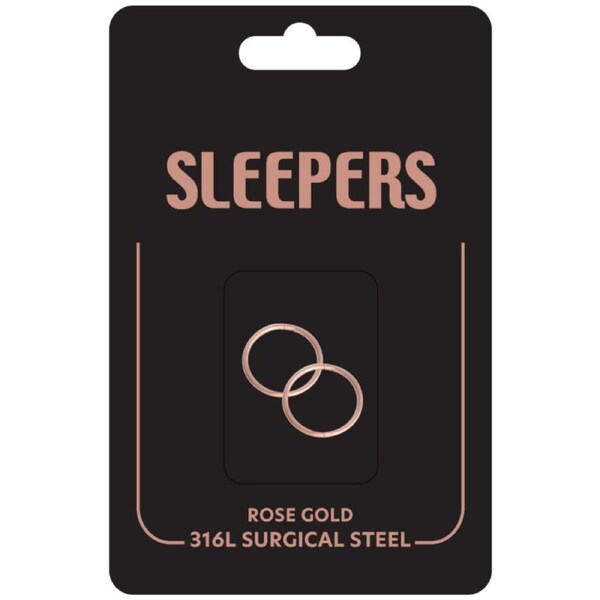 Studex Plain Medium 14mm Sleeper Earring Rose Gold 1 Pair