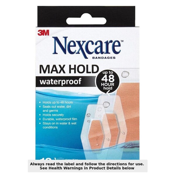 Nexcare Waterproof Max Hold Assorted Bandage Strips 12 Pack