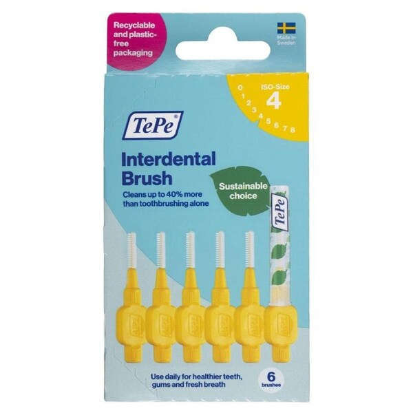 TePe Interdental Brush 0.7mm Yellow 6 Pack