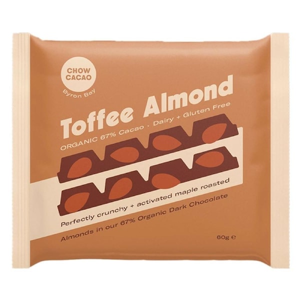 Chow Cacao Dark Chocolate Block - Toffee Almond 60g