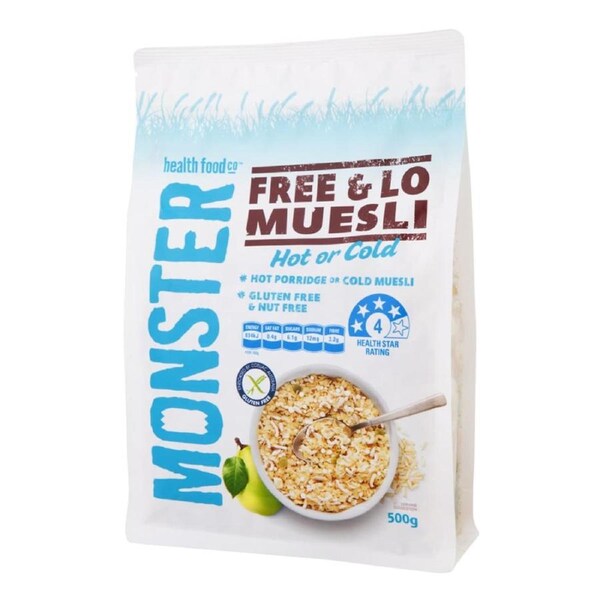 Monster Health Food Co Free & Lo Muesli - Gluten Free 500g