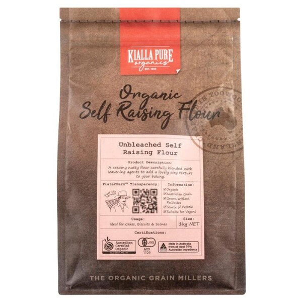 Kialla Organic Unbleached Self Raising Flour 1kg