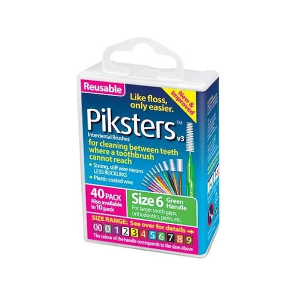 Piksters Interdental Brushes Size 6 Green 40 Pack