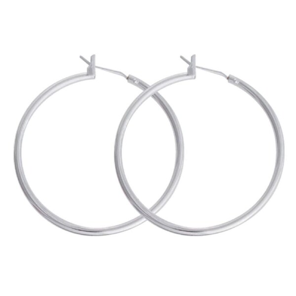 Studex Just Hoops 28mm Hoop Earring Rhodium 1 Pair