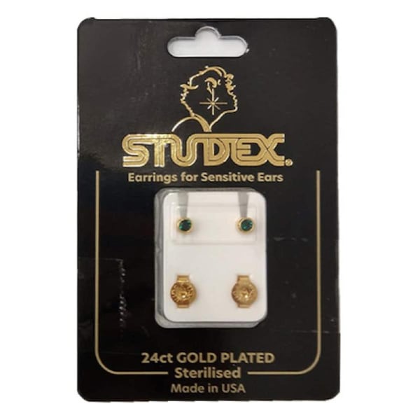 Studex Gold Stud Earring Regular Birthstone Emerald May 1 Pair