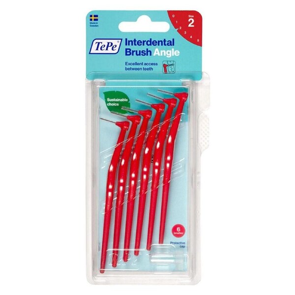 TePe Interdental Brush Angle Red (ISO Size 2) 0.5mm 6 Pack