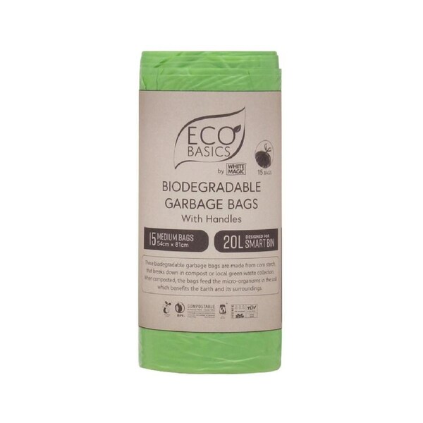 White Magic Eco Basics Bio Garbage Bags Medium 20L X 15 Bags