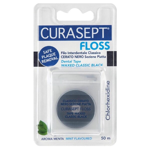 Curasept Waxed Black Floss with Chlorhexidine 1 Pack