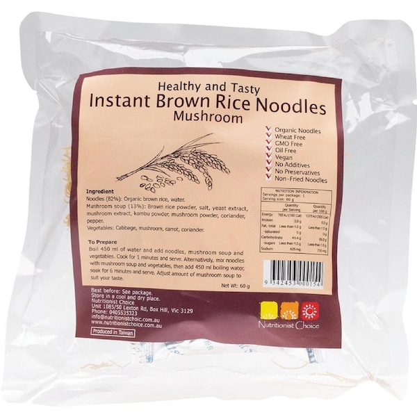 Nutritionist Choice Instant Brown Rice Noodles Mushroom 60g
